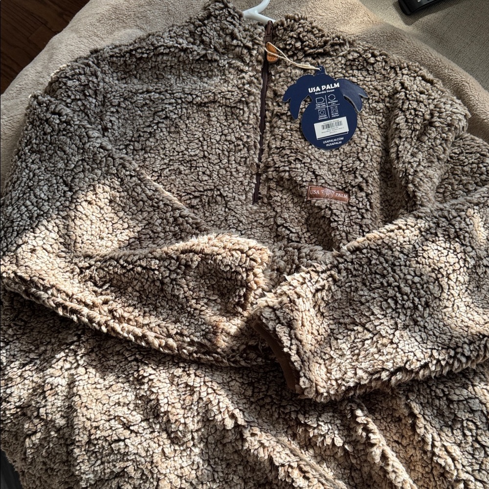 Men's Tan Zip Up Sweater